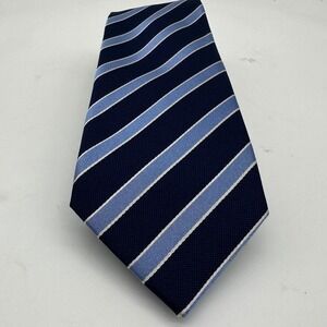 Yves Saint Laurent  Mens Silk Necktie One Size Blue Stripes‎ Tie Office Business